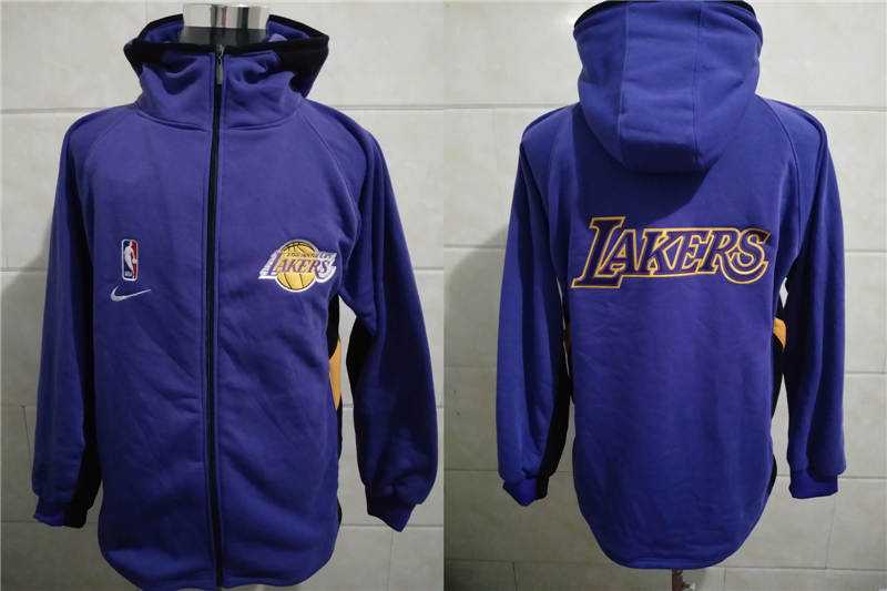 Los Angeles Lakers Nike Purple Full Zip All Stitched Hooded Sweatshirt