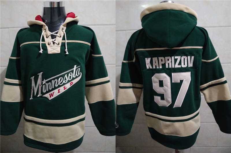 Minnesota Wild 97 Kirill Kaprizov Green All Stitched Pullover Hoodie