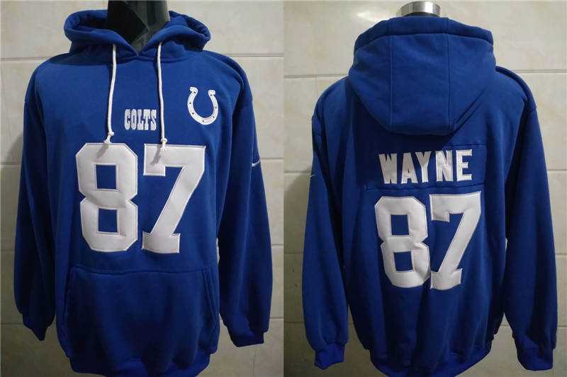 Nike Colts 87 Reggie Wayne Blue All Stitched Hooded Sweatshirt