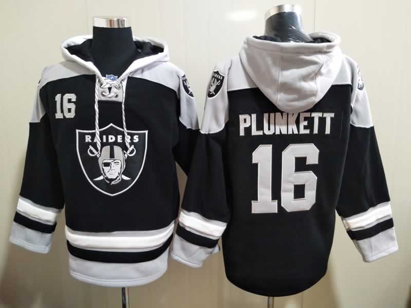Raiders 16 Jim Plunkett Black All Stitched Pullover Hoodie