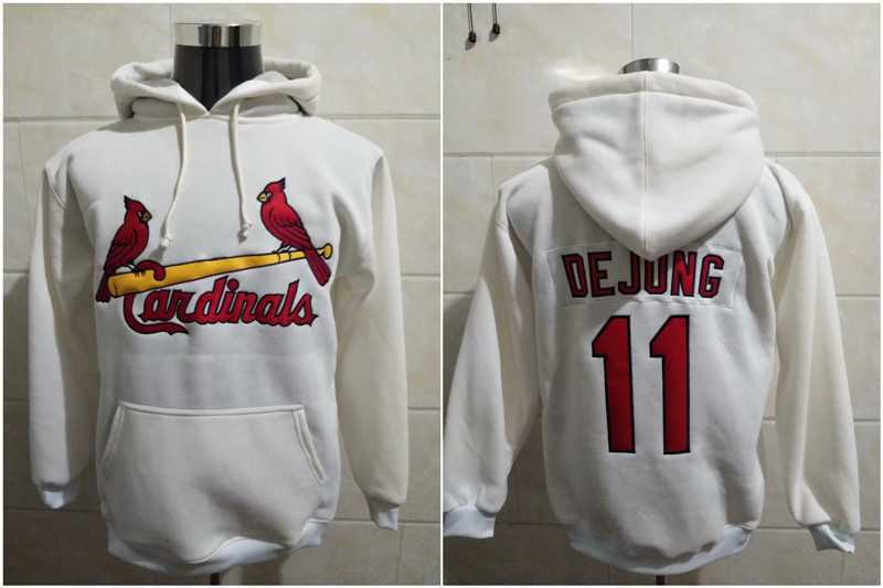 St. Louis Cardinals 11 Dejone White All Stitched Pullover Hoodie