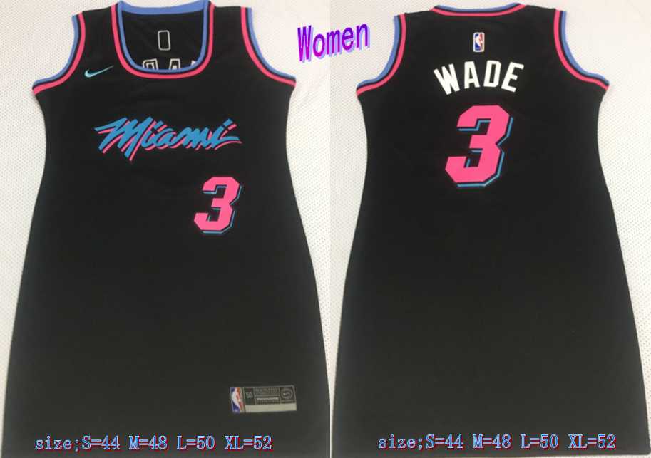 Women Heat 3 Dwyane Wade Black Nike Swingman Jersey