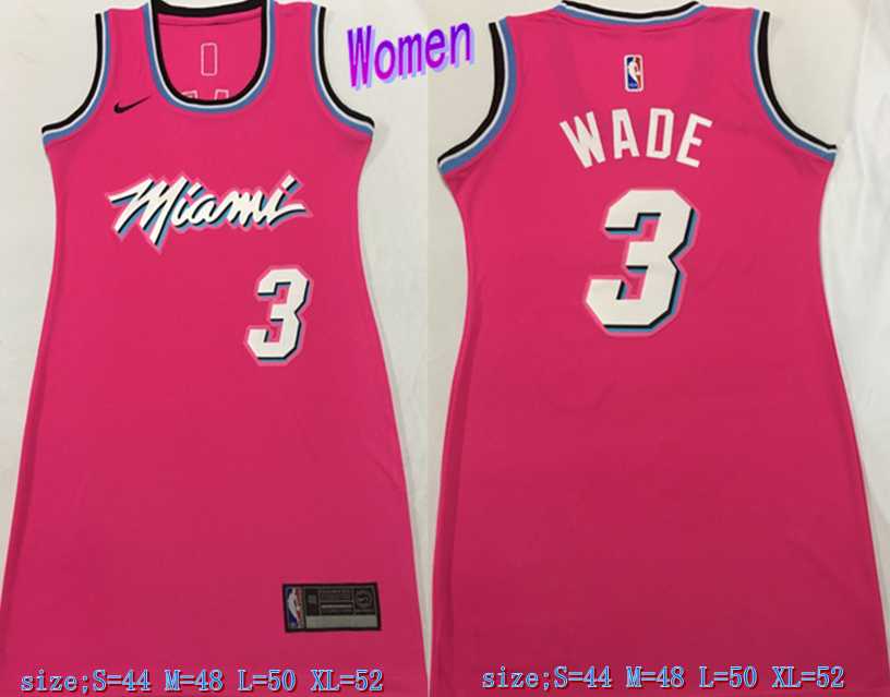 Women Heat 3 Dwyane Wade Pink Nike Swingman Jersey