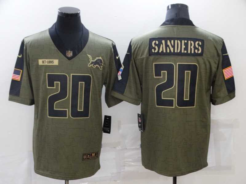 Nike Lions 20 Barry Sanders Olive 2021 Salute To Service Limited Jersey Dzhi