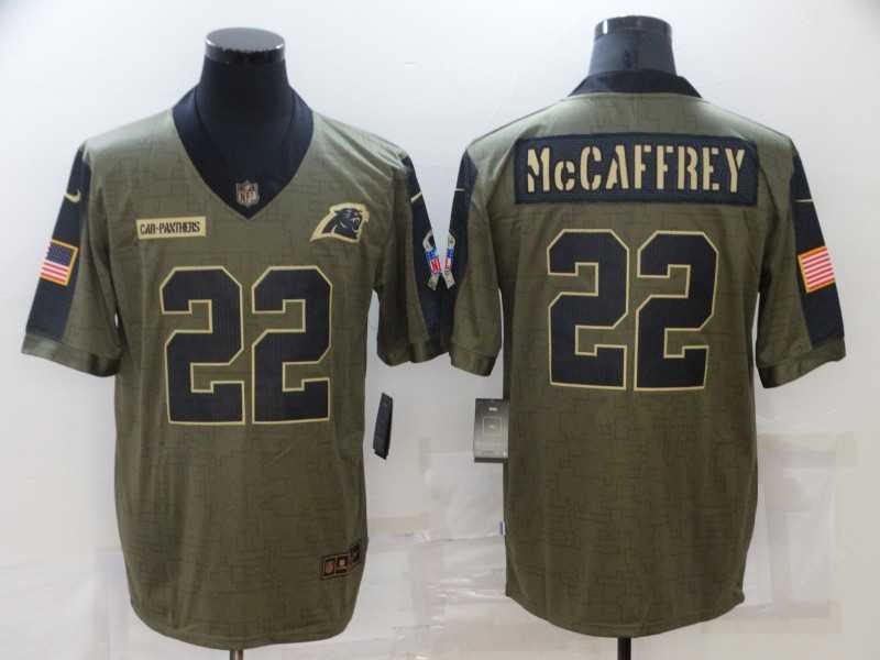 Nike Panthers 22 Christian McCaffrey Olive 2021 Salute To Service Limited Jersey Dzhi