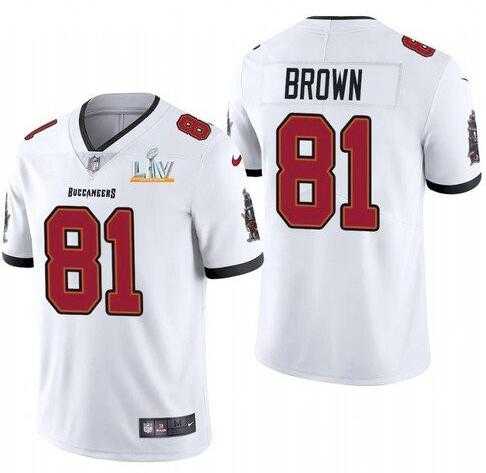 Nike Men & Women & Youth Buccaneers 81 Antonio Brown White 2021 Super Bowl LV Vapor Untouchable Limited Jersey