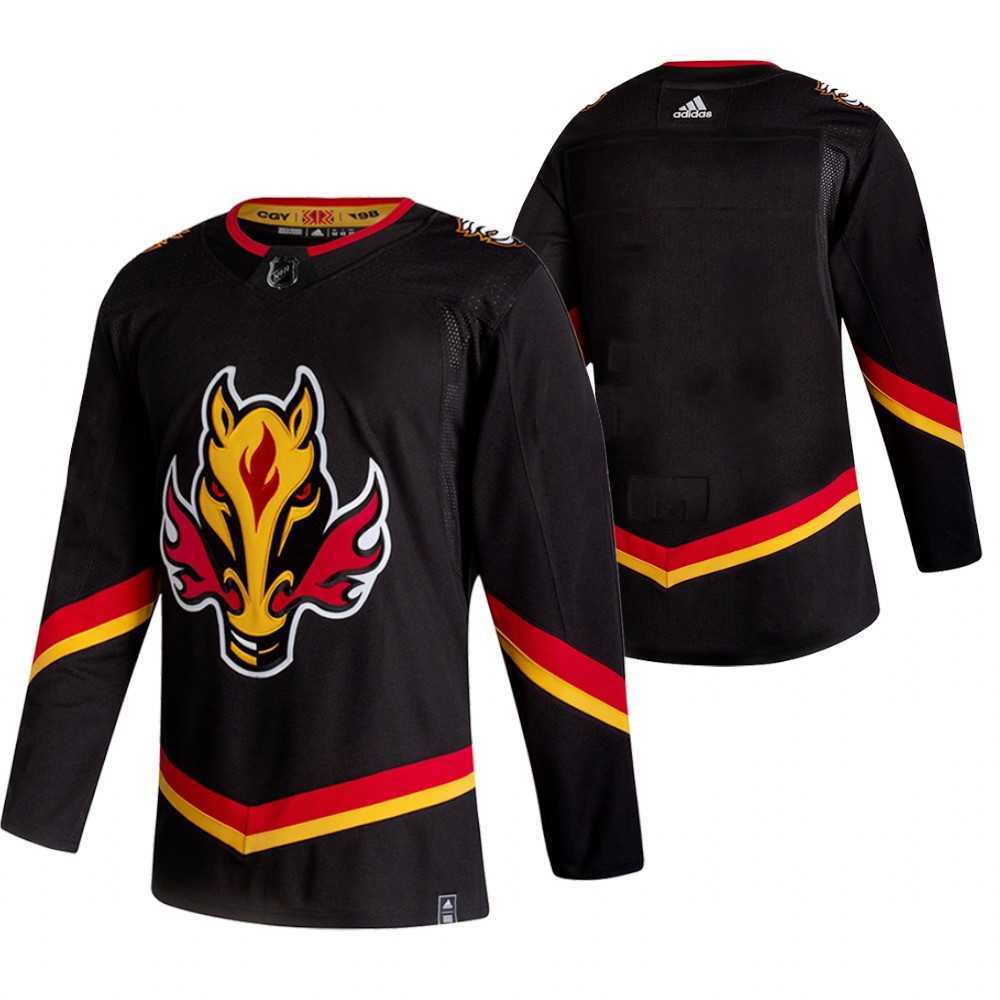 Calgary Flames Blank Black Adidas 2020-21 Reverse Retro Alternate Jersey Dzhi
