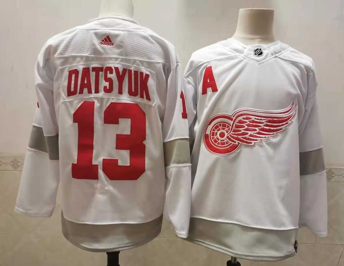 Detroit Red Wings 13 Pavel Datsyuk White Adidas 2020-21 Alternate Player Jersey