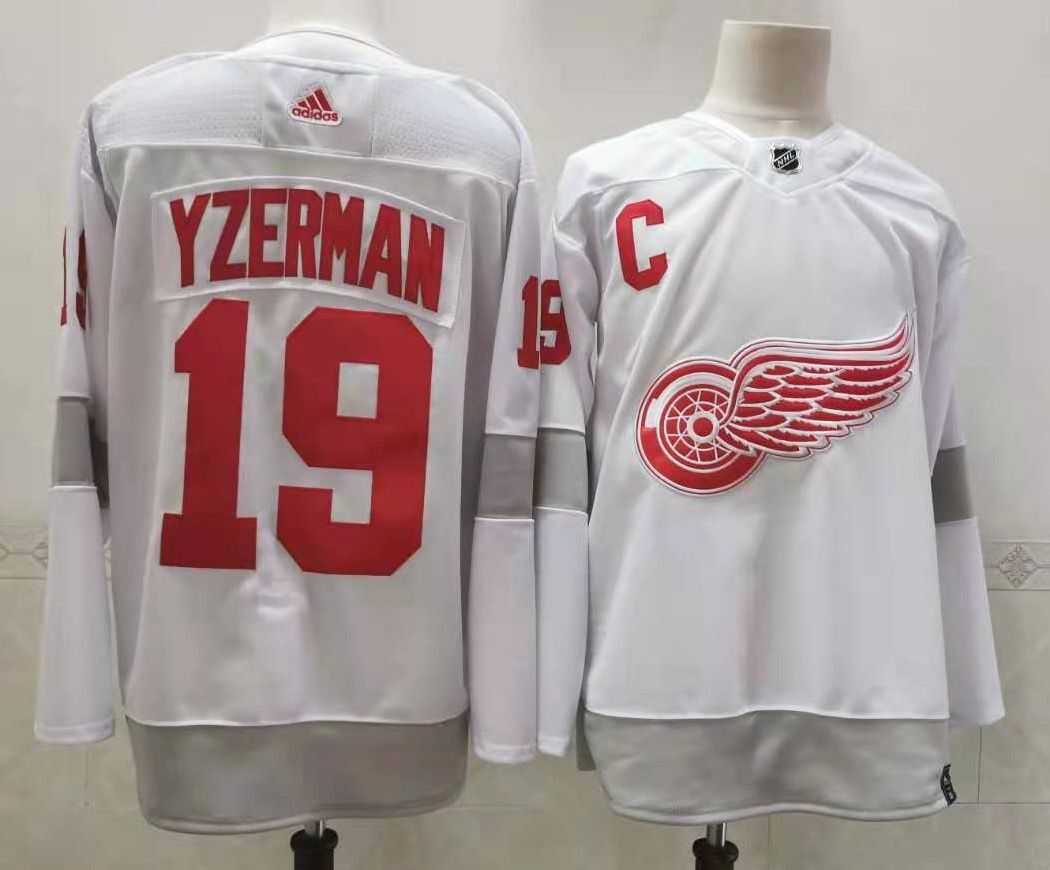 Detroit Red Wings 19 Steve Yzerman White Adidas 2020-21 Alternate Player Jersey