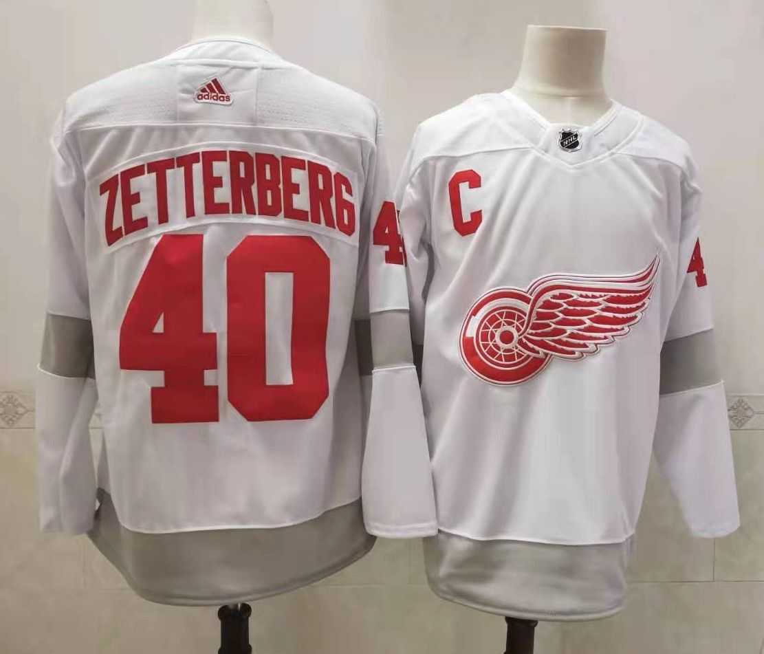 Detroit Red Wings 40 Henrik Zetterberg White Adidas 2020-21 Alternate Player Jersey