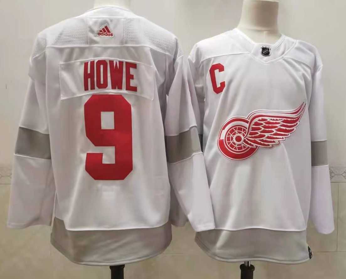 Detroit Red Wings 9 Gordie Howe White Adidas 2020-21 Alternate Player Jersey