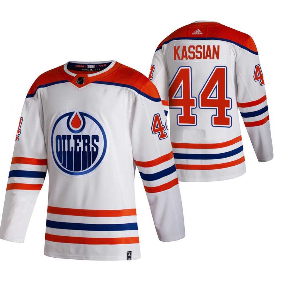 Edmonton Oilers 44 Zack Kassian White Adidas 2020-21 Reverse Retro Alternate Jersey Dzhi