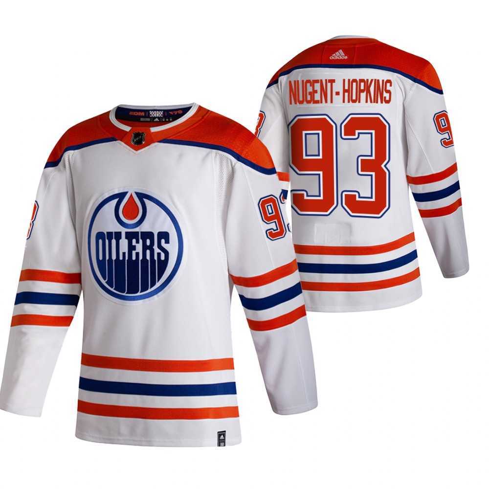 Edmonton Oilers 93 Ryan Nugent-Hopkins White Adidas 2020-21 Reverse Retro Alternate Jersey Dzhi