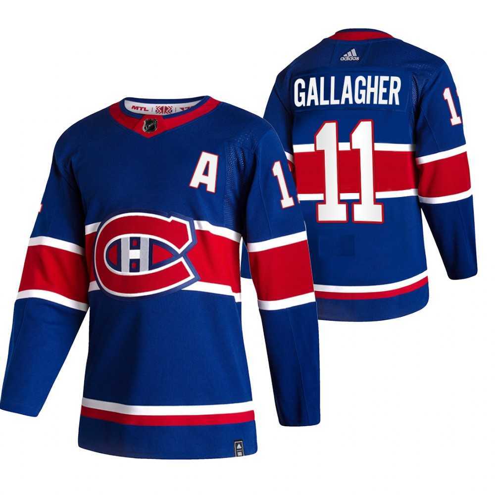 Montreal Canadiens 11 Brendan Gallagher Blue Adidas 2020-21 Reverse Retro Alternate Jersey Dzhi