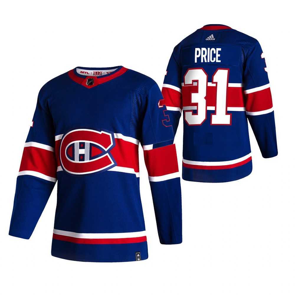 Montreal Canadiens 31 Carey Price Blue Adidas 2020-21 Reverse Retro Alternate Jersey Dzhi