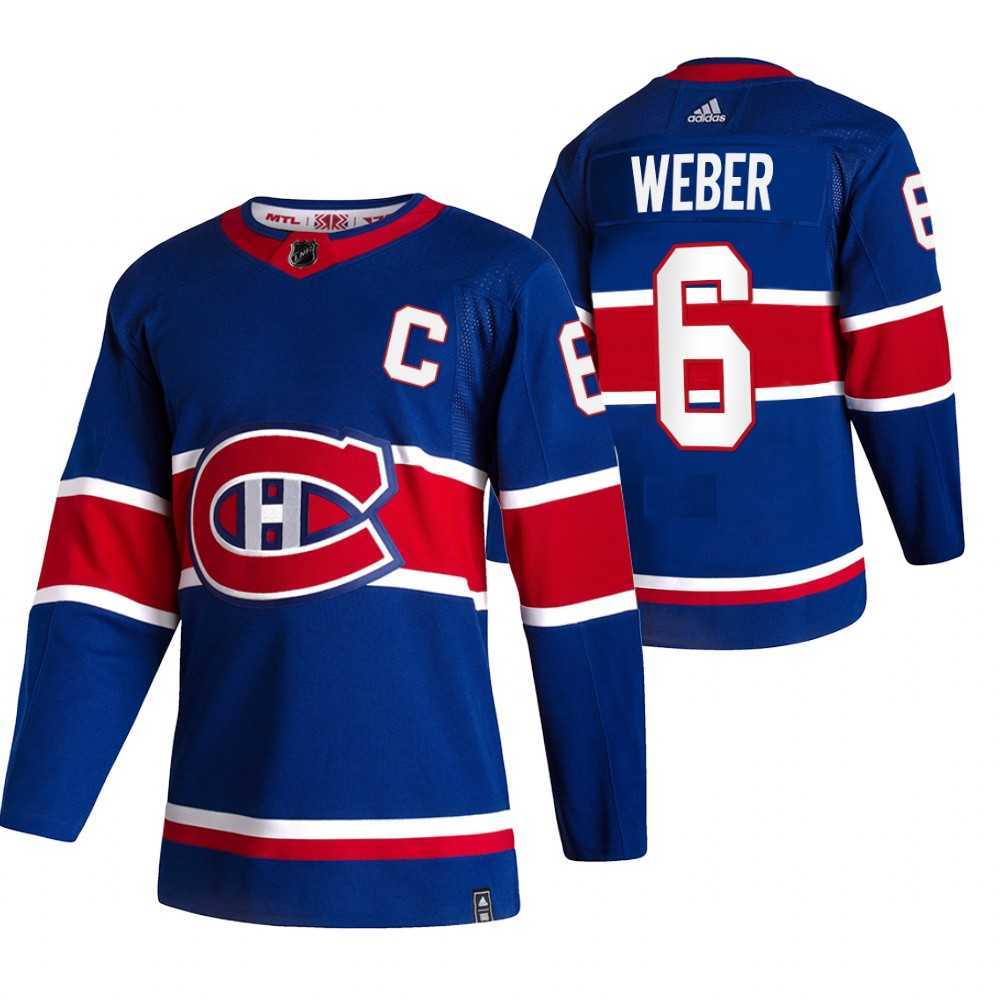 Montreal Canadiens 6 Shea Weber Blue Adidas 2020-21 Reverse Retro Alternate Jersey Dzhi