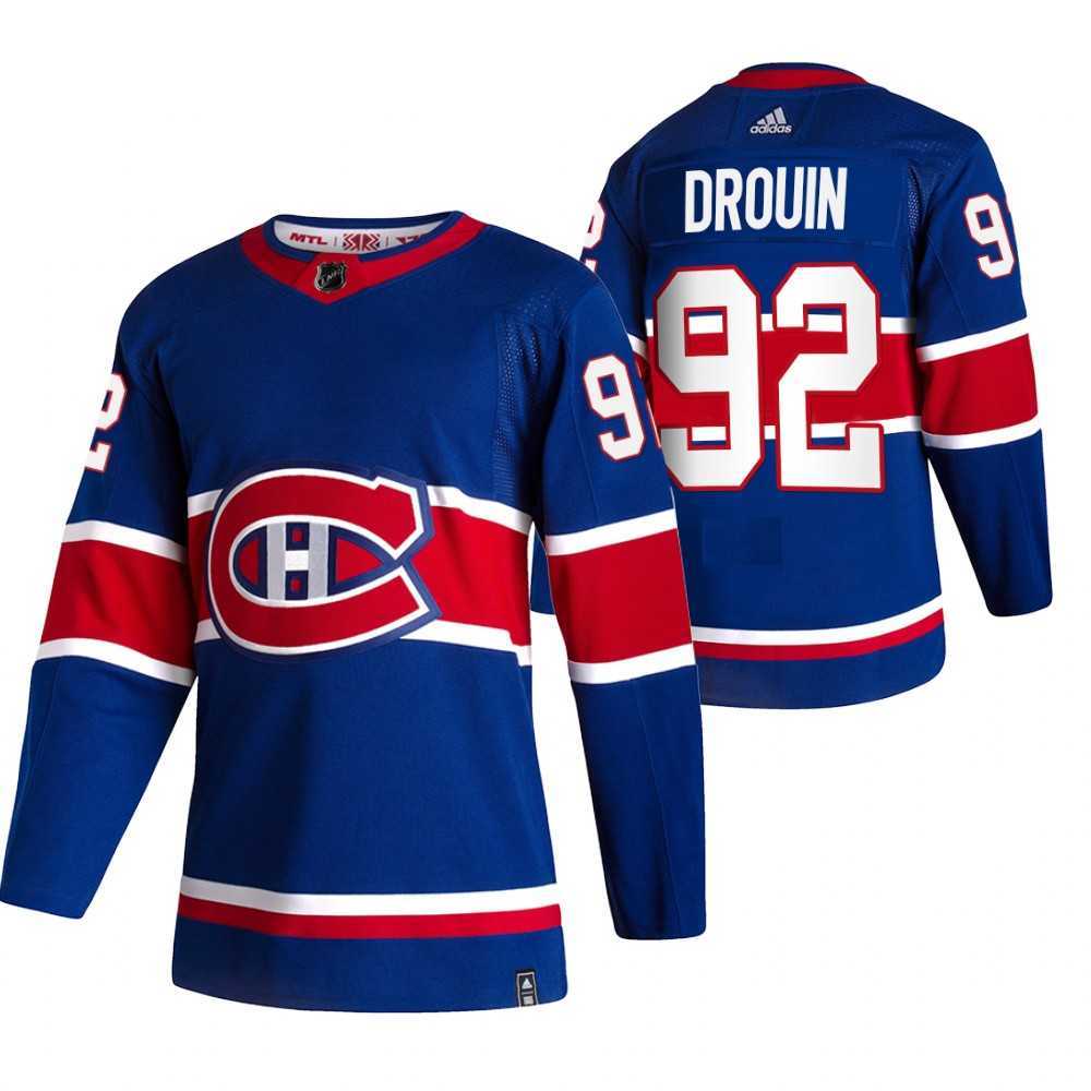 Montreal Canadiens 92 Jonathan Drouin Blue Adidas 2020-21 Reverse Retro Alternate Jersey Dzhi