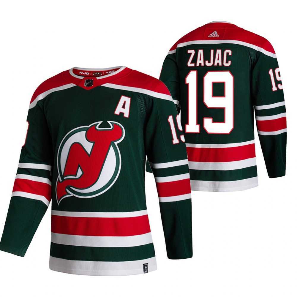 New Jersey Devils 19 Travis Zajac Green Adidas 2020-21 Reverse Retro Alternate Jersey Dzhi