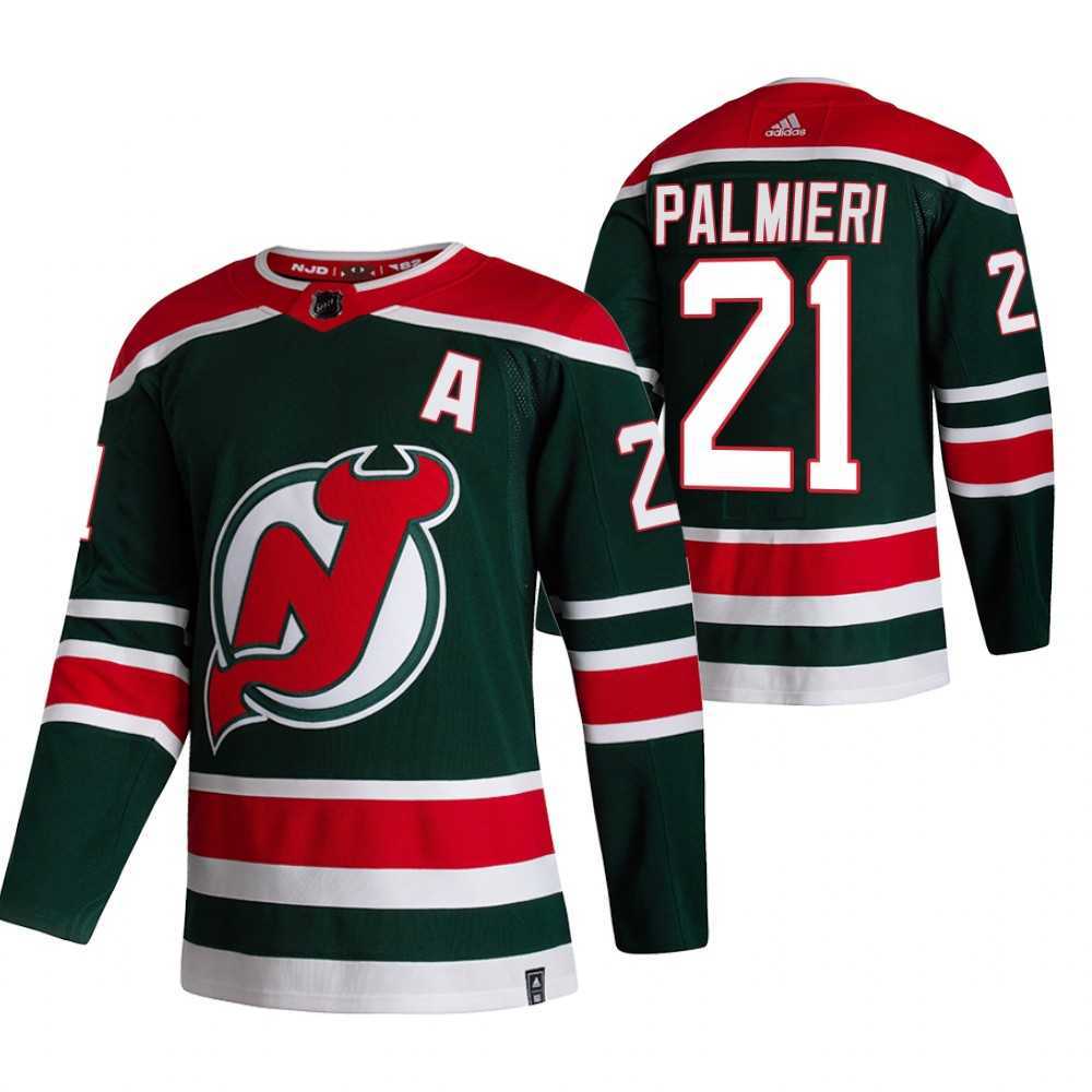 New Jersey Devils 21 Kyle Palmieri Green Adidas 2020-21 Reverse Retro Alternate Jersey Dzhi