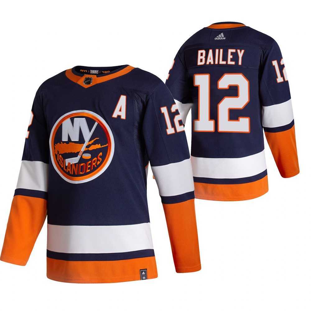 New York Islanders 12 Josh Bailey Navy Blue Adidas 2020-21 Reverse Retro Alternate Jersey Dzhi