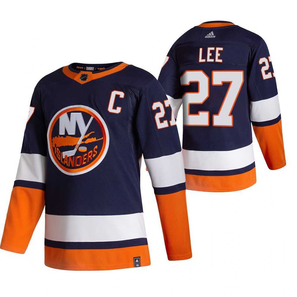 New York Islanders 27 Anders Lee Navy Blue Adidas 2020-21 Reverse Retro Alternate Jersey Dzhi