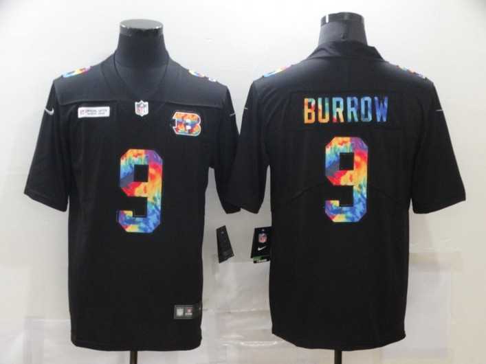Nike Cincinnati Bengals #9 Joe Burrow Multi-Color Black Crucial Catch Vapor Untouchable Limited Jersey