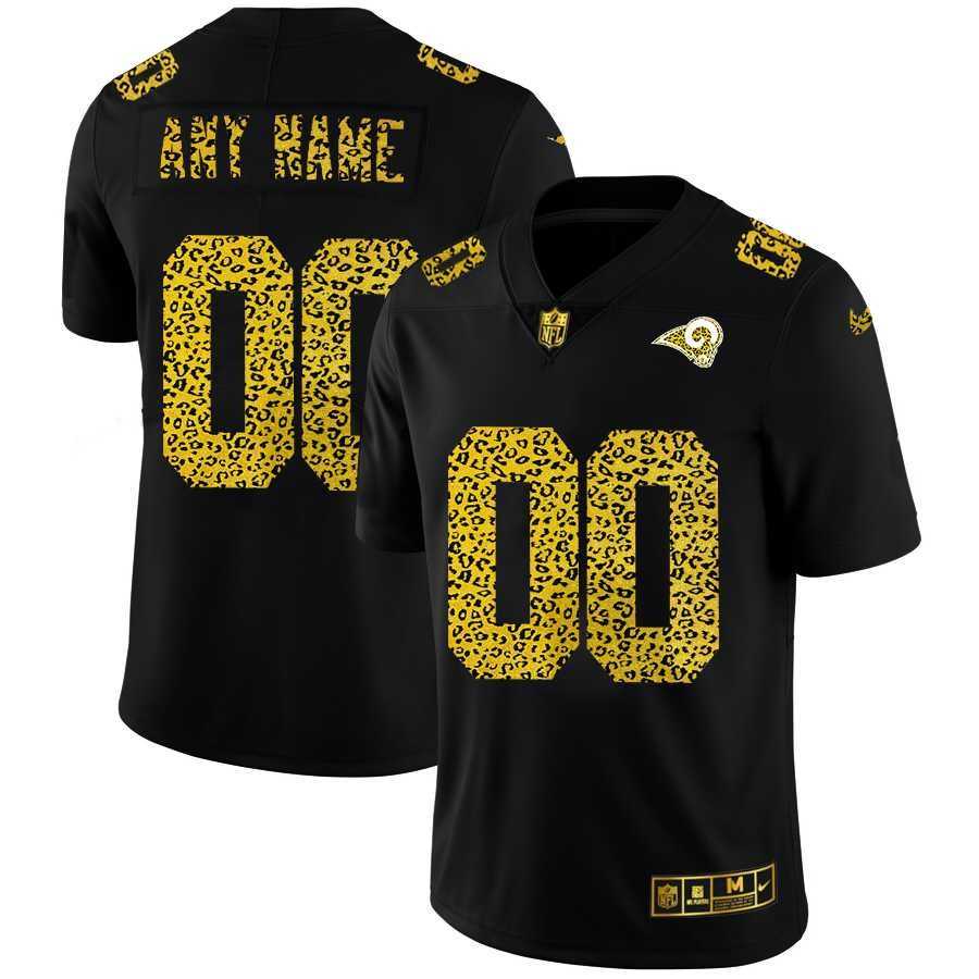 Nike Los Angeles Rams Customized Men's Leopard Print Fashion Vapor Limited Jersey Black
