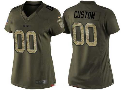 Nike Women Philadelphia Eagles Customized Olive Camo Salute To Service Veterans Day Limited Jersey