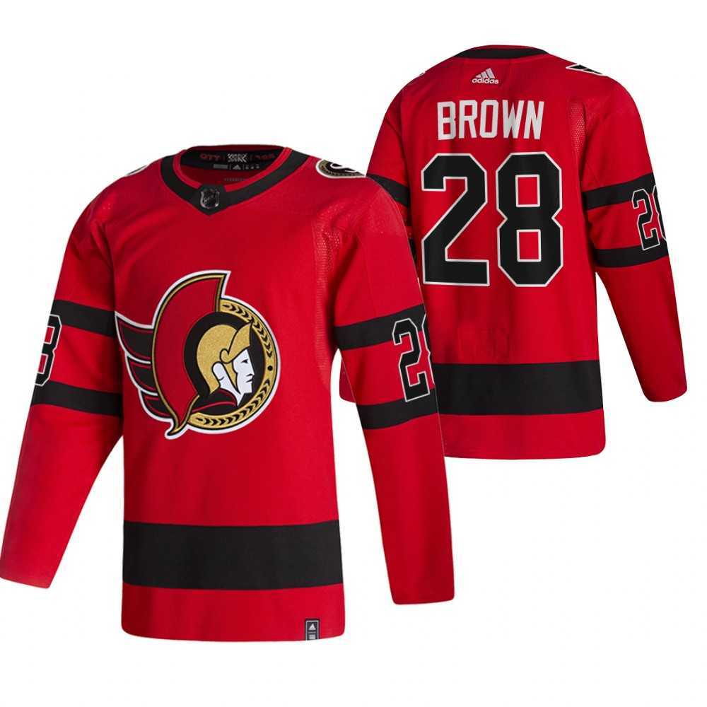 Ottawa Senators 28 Connor Brown Red Adidas 2020-21 Reverse Retro Alternate Jersey Dzhi