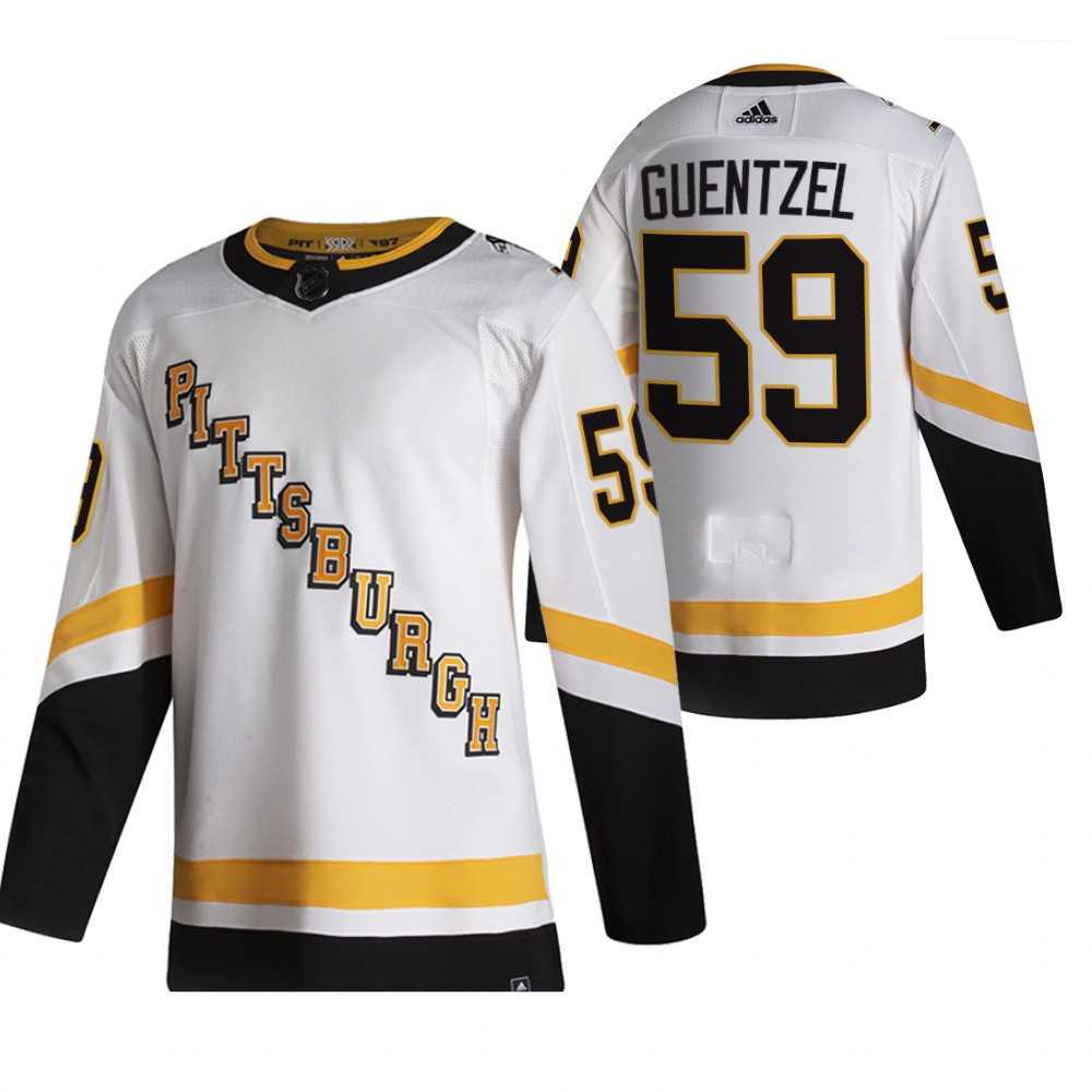 Pittsburgh Penguins 59 Jake Guentzel White Adidas 2020-21 Reverse Retro Alternate Jersey Dzhi