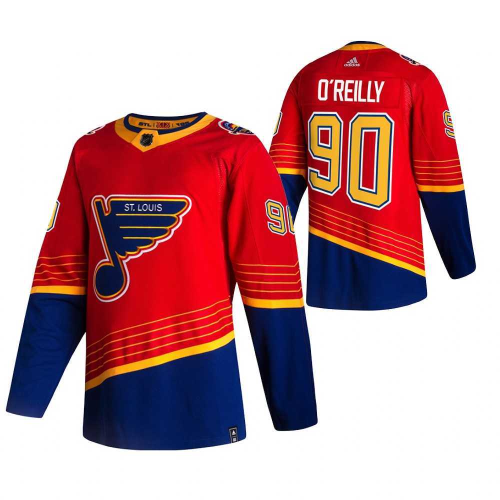 St. Louis Blues 90 Ryan O'Reilly Red Adidas 2020-21 Reverse Retro Alternate Jersey Dzhi