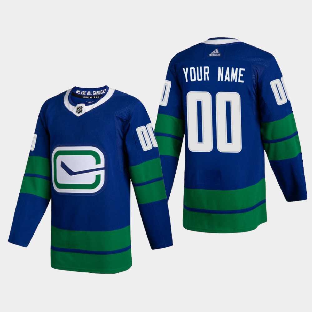 Vancouver Canucks Customized Adidas 2020-21 Blue Player Alternate Stitched Jersey