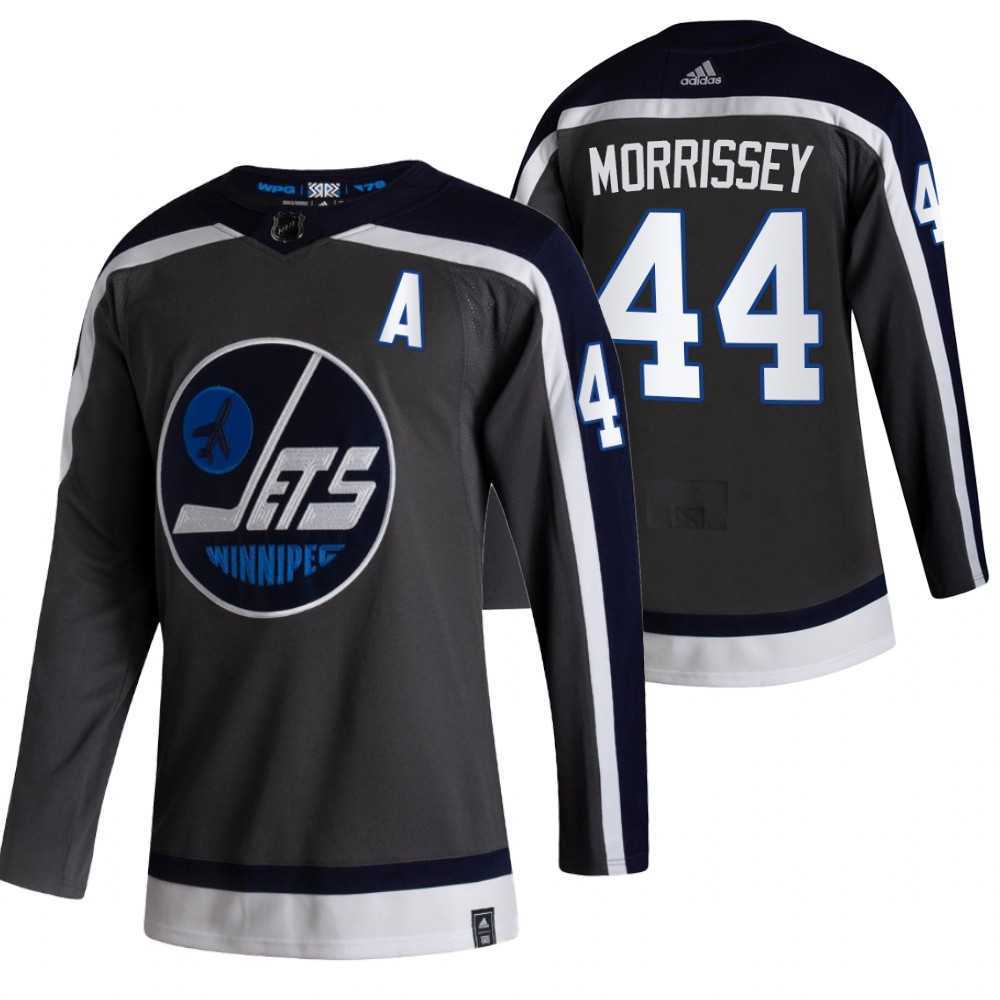 Winnipeg Jets 44 Josh Morrissey Black Adidas 2020-21 Reverse Retro Alternate Jersey Dzhi