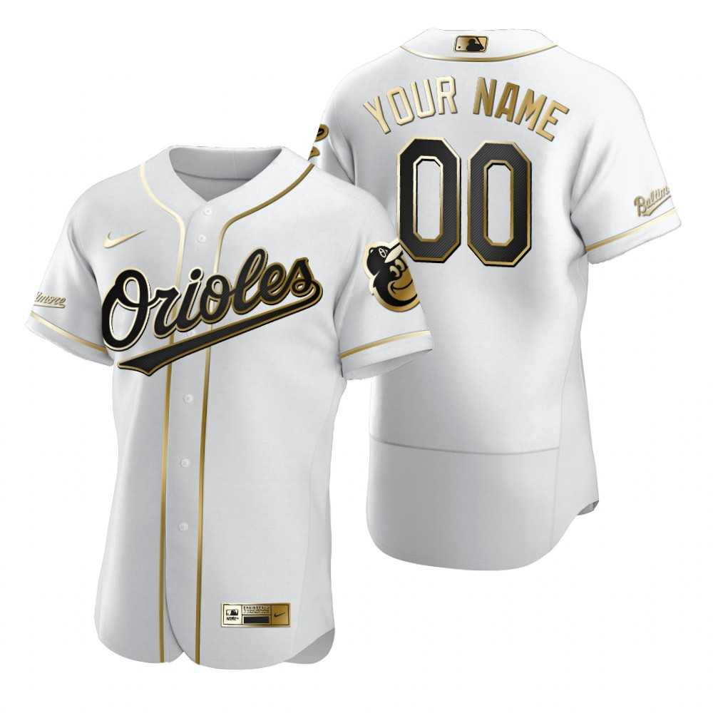 Baltimore Orioles Customized Nike White Stitched MLB Flex Base Golden Edition Jersey