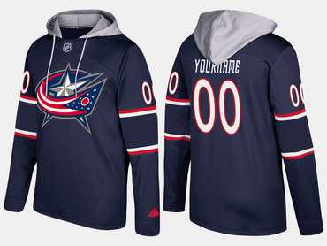 Blue Jackets Men's Customized Name And Number Navy Adidas Hoodie