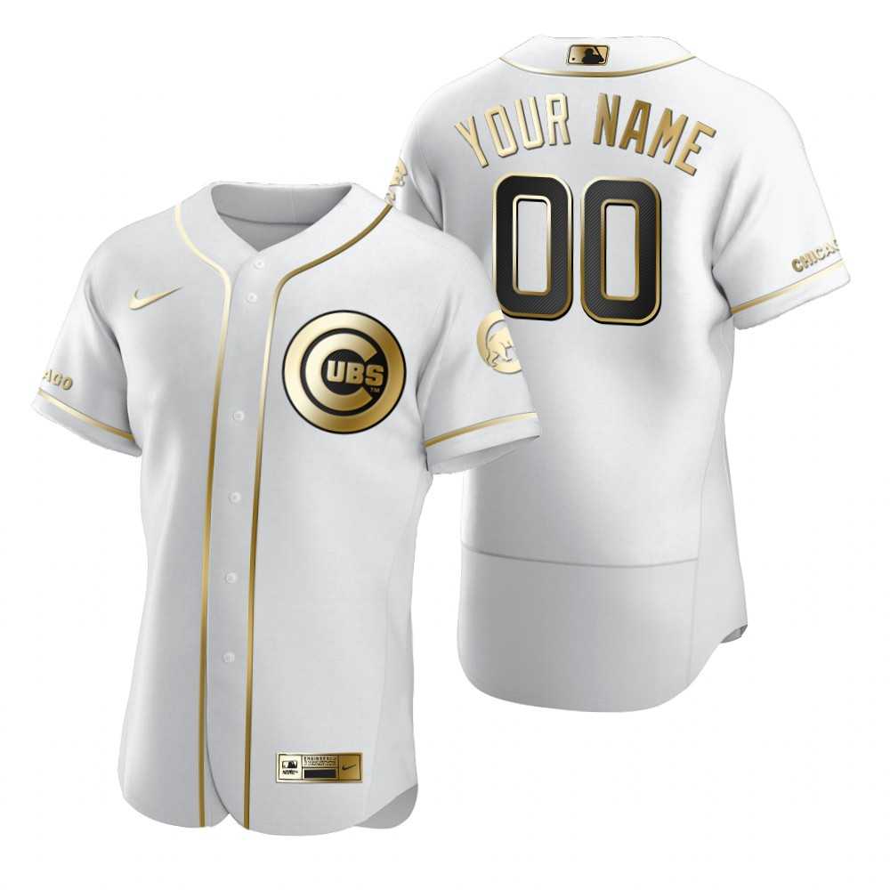 Chicago Cubs Customized Nike White Stitched MLB Flex Base Golden Edition Jersey