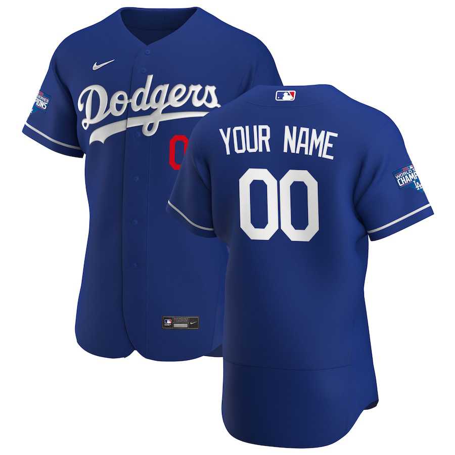 Los Angeles Dodgers Customized Nike Royal Alternate 2020 World Series Champions Player MLB Jersey