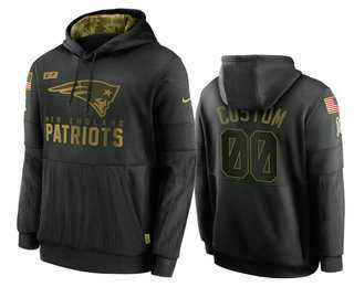 New England Patriots Customized Black Salute To Service Sideline Performance Pullover Hoodie
