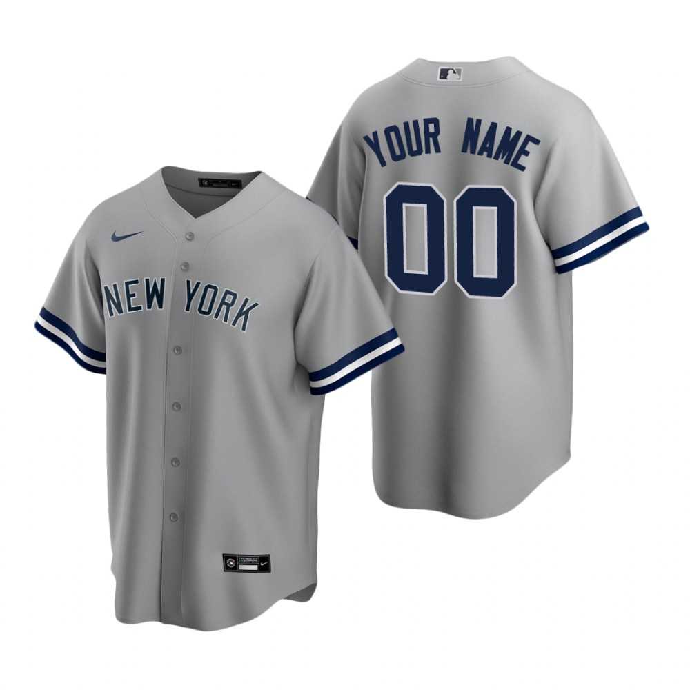 New York Yankees Customized Nike Gray Stitched MLB Cool Base Road Jersey