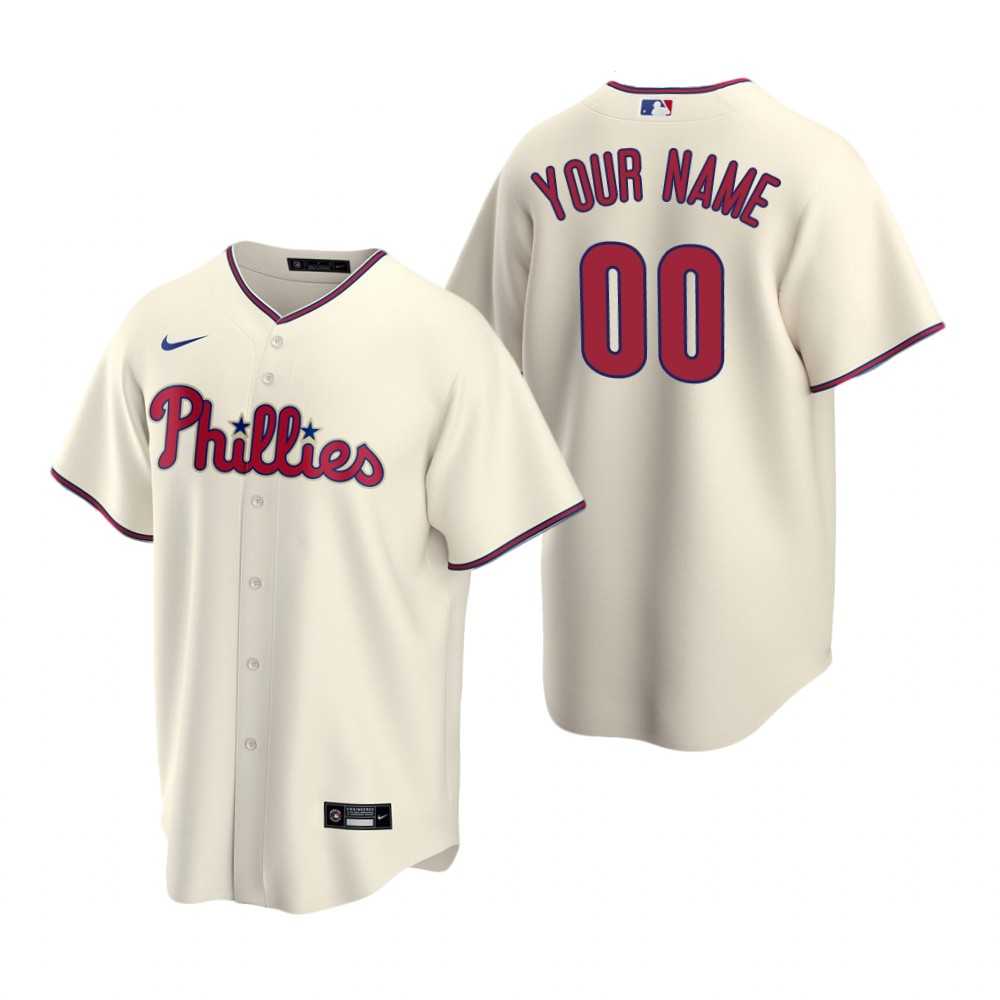 Philadelphia Phillies Customized Nike Cream Stitched MLB Cool Base Jersey