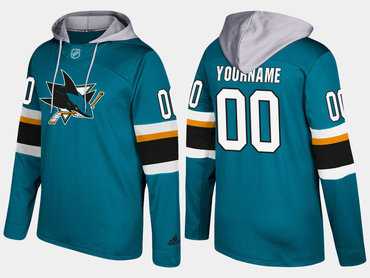 Sharks Men's Customized Name And Number Teal Adidas Hoodie