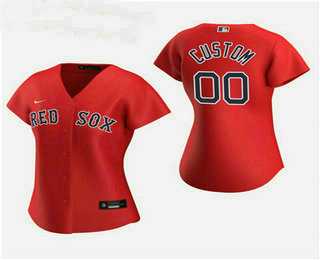 Women Customized Boston Red Sox 2020 Red Alternate Nike Jersey