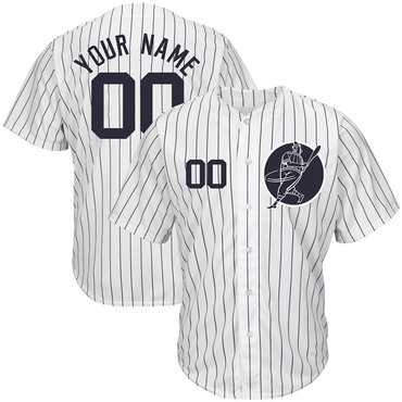 Yankees White Customized Cool Base New Design Jersey
