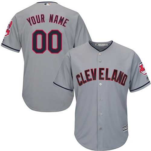 Youth Customized Cleveland Indians Gray Baseball Road Cool Base Jersey