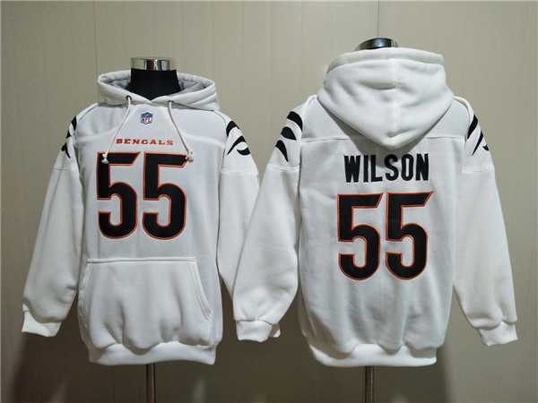 Men's Cincinnati Bengals #55 Logan Wilson White Pullover Hoodie
