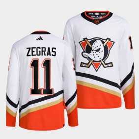 Men's Anaheim Ducks #11 Trevor Zegras White 2022-23 Reverse Retro Stitched Jersey Dzhi