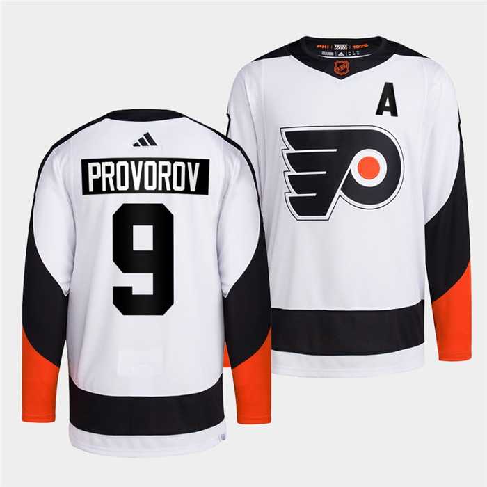 Men's Philadelphia Flyers #9 Ivan Provorov White 2022 Reverse Retro Stitched Jersey Dzhi