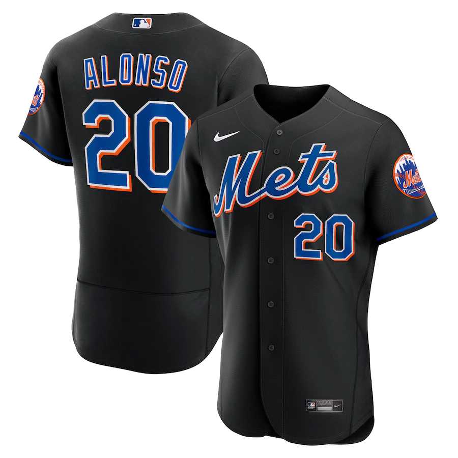 Mets 20 Pete Alonso Black Nike 2022 Alternate Flexbase Jersey Dzhi