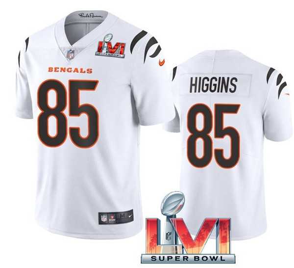 Nike Bengals Men & Women & Youth 85 Tee Higgins White 2022 Super Bowl LVI Vapor Limited Jersey