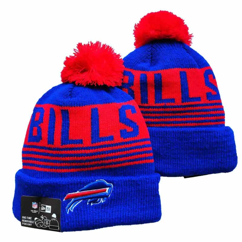 Bills Team Logo Royal Red Pom Cuffed Knit Hats YD